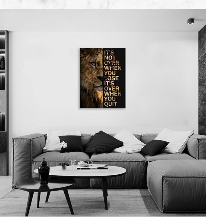 WYJZDZQ8 Inspirational Lion Poster Canvas Wall Art Motivational Animal Picture Painting Print Artwork Office Wall Decor for Living Room Bedroom School Decoration Frame Ready to Hang[30″W X 40″H]