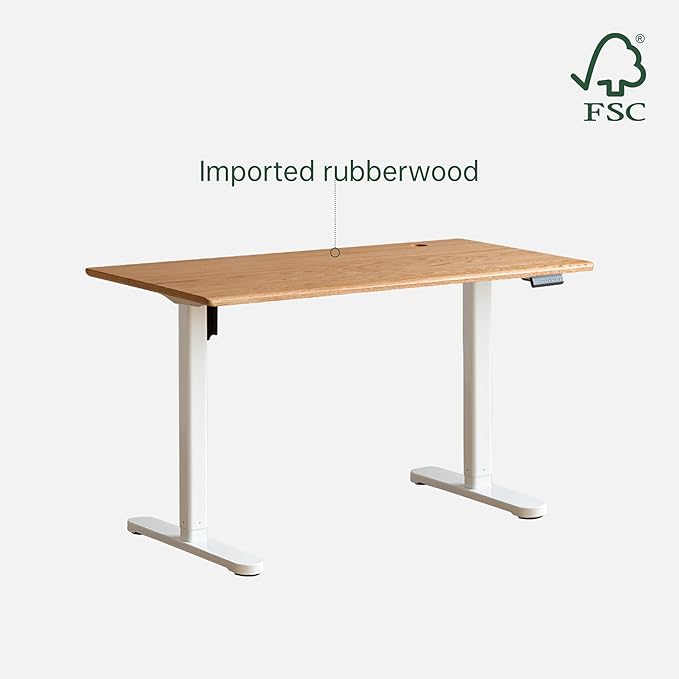 Electric Standing Desk, Height Adjustable Sit Stand Up Solid Wood Home Office Computer Desk, for Study Gaming Writing Study Bedroom Rising Desks 47.24" W