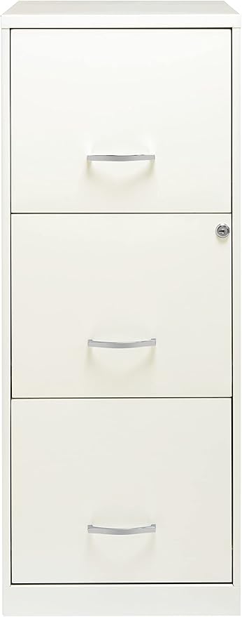 3 Drawer Vertical File Cabinet with Lock, Pearl White