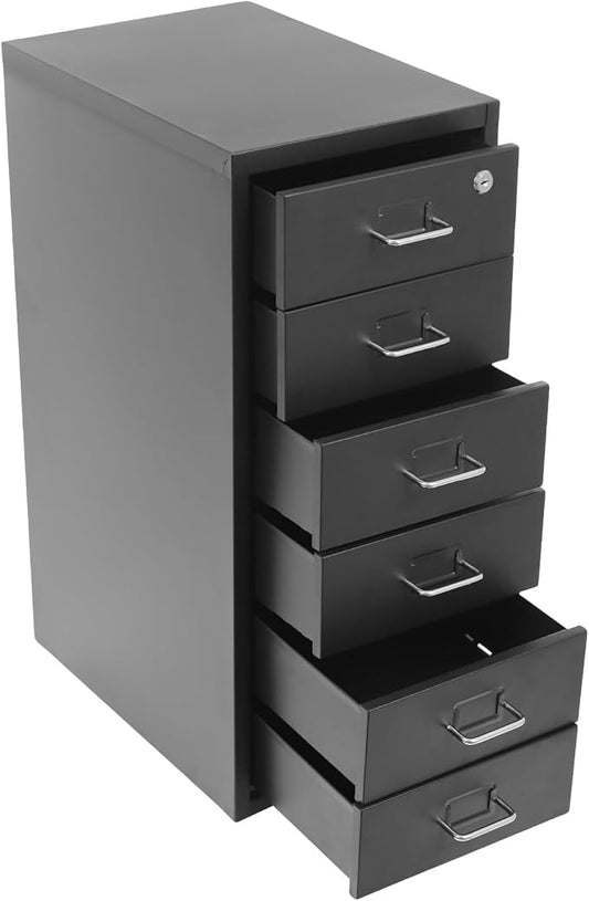 Vertical File Cabinets | 3 Drawer File Cabinet with Wheels| Steel Lockable Storage Cabinets | Metal S-torage Cabinet for Home Office | Storage A4/F4/Letter/Legal (Black-6 Drawers)