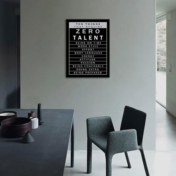 Inspirational Wall Art Ten Things that Require Zero Talent Motivational Office Pictures Prints on Canvas Inspiring Entrepreneur Quotes Posters Painting Artwork Wall Decor Ready to Hang[30"W X 40"H]