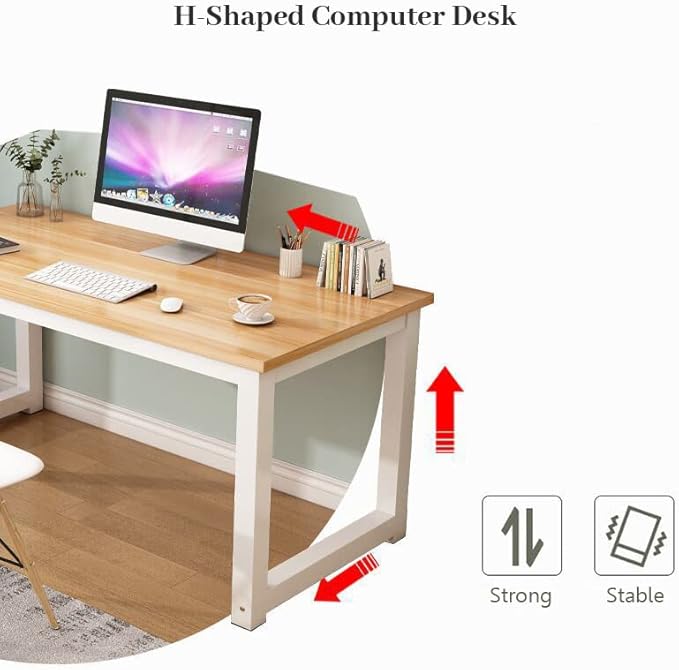 Computer Desk, Home Office Writing Study Desks, Small PC Table Workstation, Modern Simple Style for Space-Saving(40-Inch, Natural)