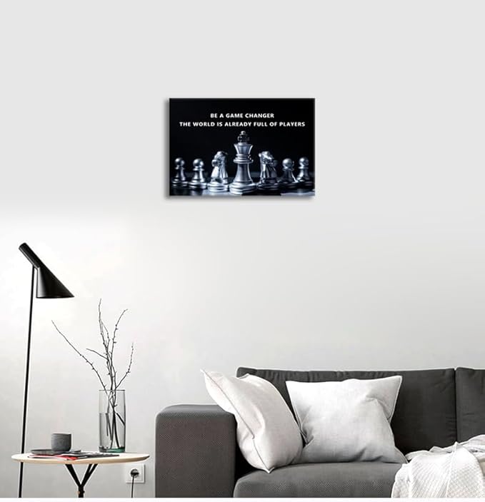 Inspirational Wall Art Be A Game Changer The World Is Already Full Of Players Motivational Chess Posters Pictures Office Wall Decor Print Canvas Painting Home Living Room Decor Framed [12''W X 18''H]