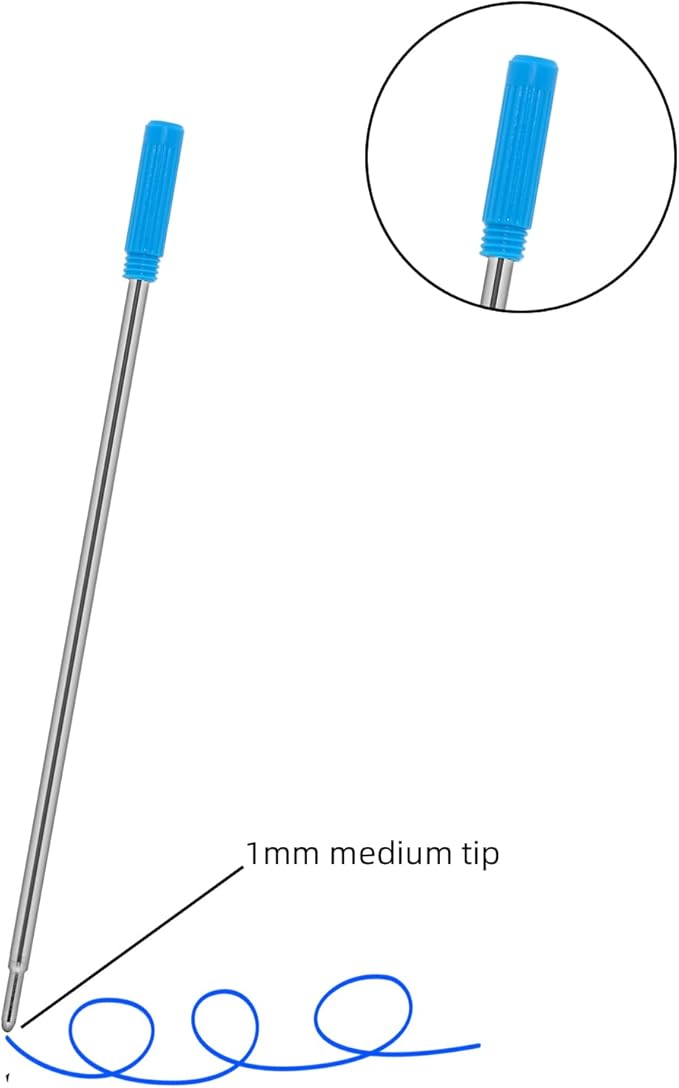 4.5'' Compatible Ballpoint Pen Refills 10 Pack, 1.0mm middle point nib delicate, smooth writing interchangeable ink filling (blue)