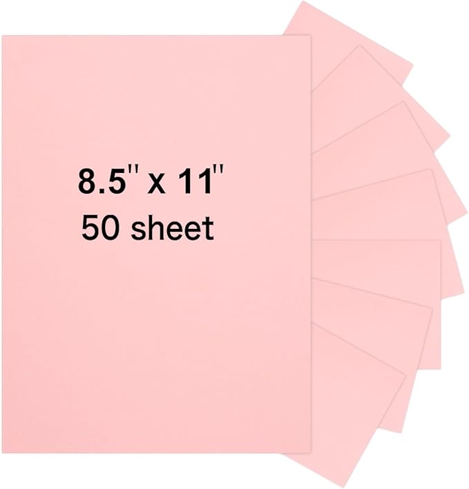 50 Sheets 8.5" x 11" Pink Cardstock, Heavyweight Cardstock Sheets Blank Invitation Paper Greeting Cards Printable, 75lb Cover 200 GSM
