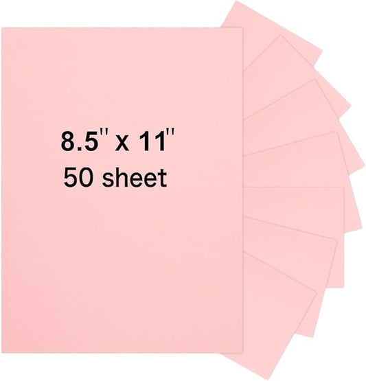 50 Sheets 8.5" x 11" Pink Cardstock, Heavyweight Cardstock Sheets Blank Invitation Paper Greeting Cards Printable, 75lb Cover 200 GSM