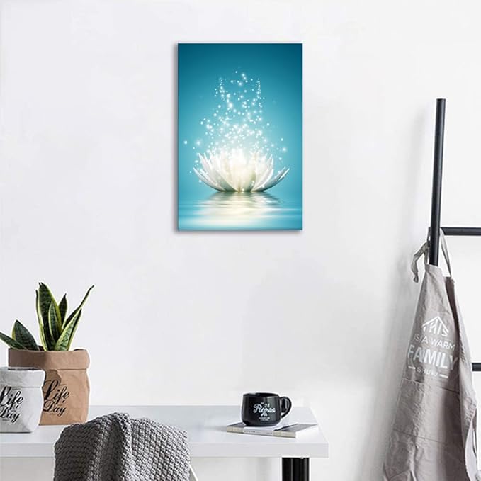 Canvas Prints Wall Art Lotus Flower Pictures Bathroom Decor Zen Painting Spa Photo Artwork Framed for Spiritual Meditation Yoga Room Ready to Hang 28x 44inch