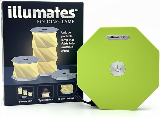 Origami Expanding Foldable LED Desk Lamp – USB Rechargeable & Portable - Dimmable Touch Control Light with Adjustable Height up to 5 1/2 for Office, Travel, Bedside - Sleek & Modern Design (Lime)