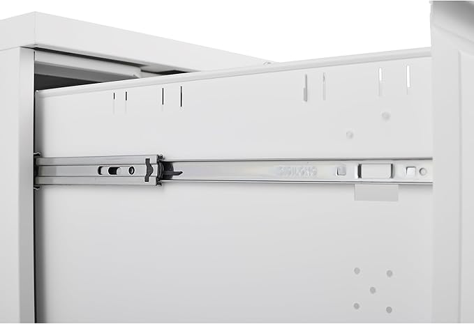 [Fully Assembled] 2 Drawer Lockable Metal File Cabinet on Wheels, Mobile Under Desk Filing Cabinet with Printer Stand, Home Office Storage Cabinet (White, 2 Drawer)