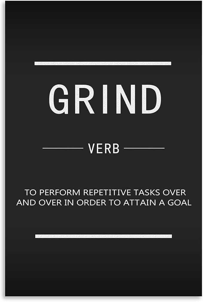 Modern Motivational Canvas Wall Art Grind Verb Inspiring Poster Prints Inspiring Quotes Posters for Entrepreneurs Home Decor Office Home Art Frames Ready to Hang[24''W x 36''H]