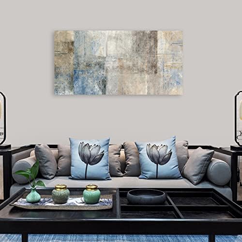 yearainn Large Abstract Canvas Wall Art for Living Room Wall Decor Brown Abstract Canvas Prints Artwork Blue Abstract Canvas Pictures for Bedroom Home Office Wall Decorations Ready to Hang 20" X 40"