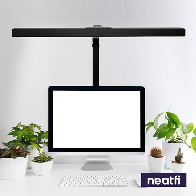Neatfi 3,000 Lumens LED Desk Lamp with Clamp | Dimmable | 5 Brightness Levels & 5 Light Modes | Memory Function | Eye-Caring Flexible Lamp for Home & Office (31.5 Inches, Black)