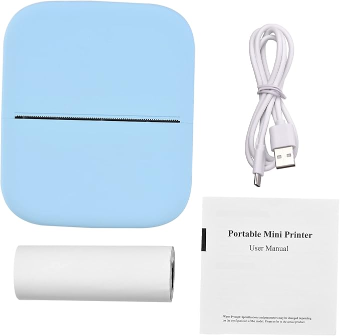 X1 Portable Thermal Printer - 300 DPI Inkless Wireless Bluetooth Printer for 80 mm Paper Rolls - Compatible with Android and iOS Smartphones for Office and Home Use - 1000 mAh (Blue)