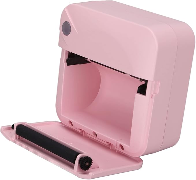 Tyenaza Mini Printer 200DPI Thermal Paper Ergonomic Design Rechargeable Battery Safe Stable Portable Printer for Home Office (Pink)