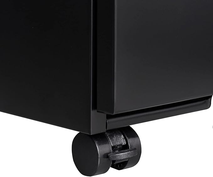 3-Drawer Mobile File Cabinets Rolling Metal Filing Cabinet for Legal & Letter File Anti-tilt Design with Lock Under Desk Office Drawers Fully Assembled Except Casters (Black)
