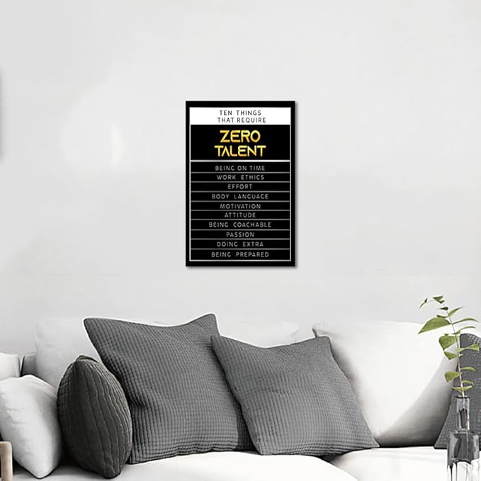 Yatsen Bridge Motivational Office Canvas Wall Art Positive Quotes Ten Things That Require Zero Talent Inspirational Painting Wall Decor Artwork Wooden Framed Ready to Hang - 12”W x 16”H