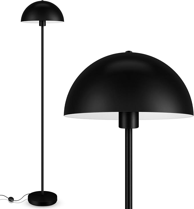 Modern Floor Lamps for Living Room, Black Metal Mushroom Lamp, 66" Tall Corner Lamp, Footswitch, Bright Industrial Standing Lamps for Bedroom Nursery, Mid Century Modern Home Decor(E26 Base, NO BULB)