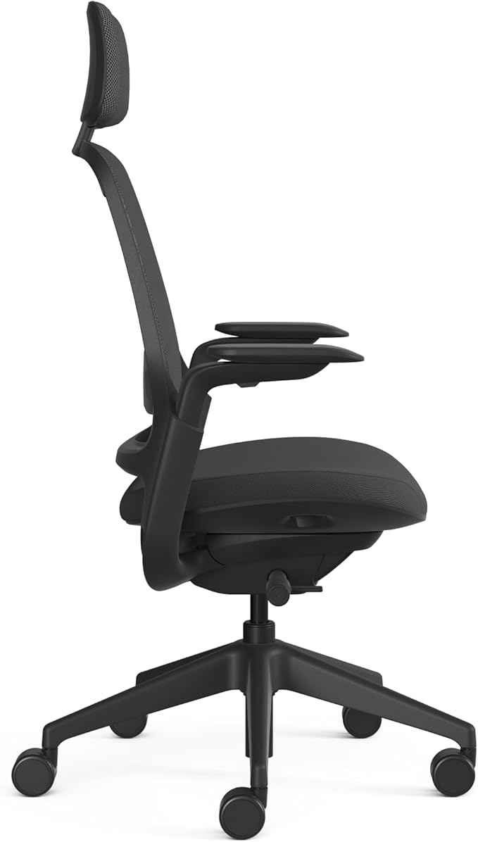 Steelcase Series 1 Black Frame Graphite with Headrest, 3D Micro Knit