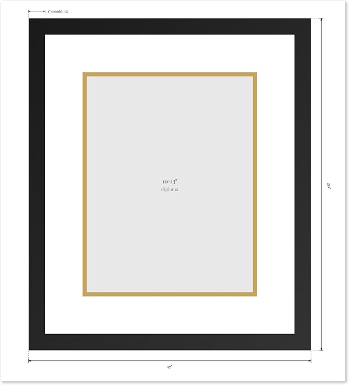 Diploma Frame Gold Bamboo with Navy Blue Over Gold Double Mat - Fits 10 x 13 College Diploma (Portrait Traditional) Wall Display Made in the USA