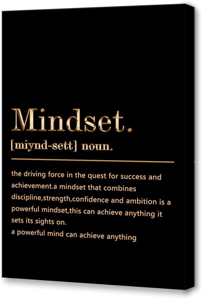 BWSPACE Mindset is Everything Wall Art Office Decor Motivational Quotes Canvas Wall Art Prints Entrepreneur Bundle Set 1 Pieces Inspirational Wall Art Decorations for Home