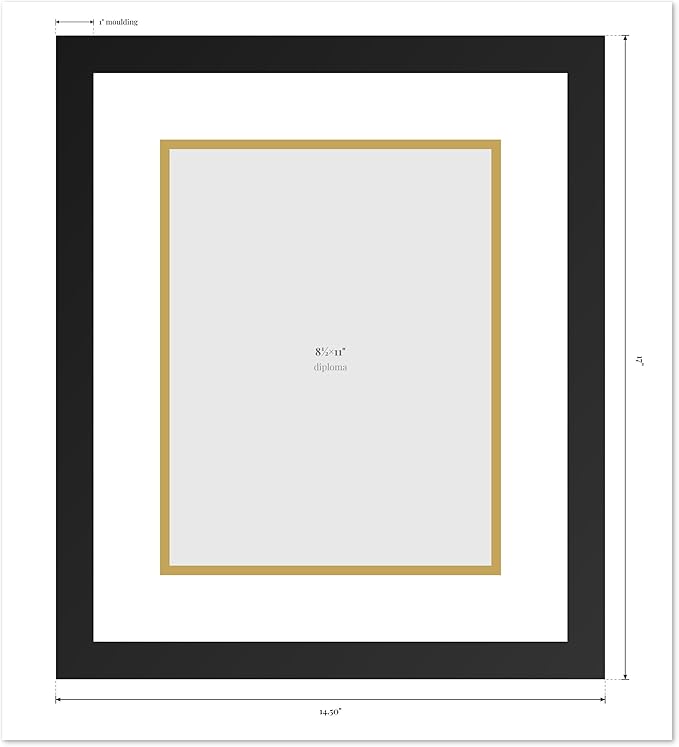 Diploma Frame Honey Oak with Dark Red Over Gold Double Mat - Fits 8.5 x 11 Certificate (Portrait) Wall Display Made in the USA