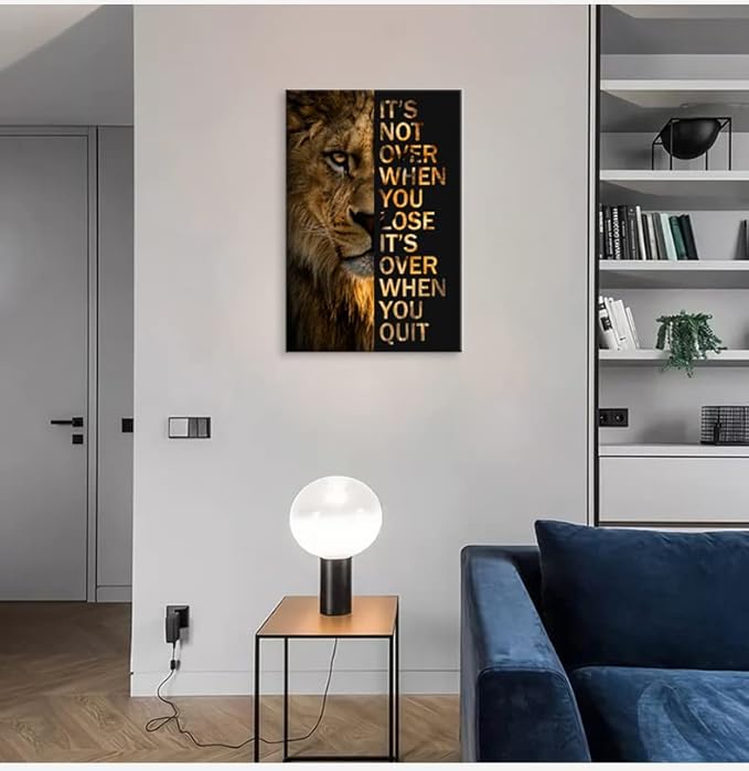 Inspirational Office Wall Art Motivational Canvas Wall Art Lion Poster Print Wall Decor Inspiring Entrepreneur Quote Paintings Picture Artwork Bedroom Home Decor Ready to Hang [24''W x 36''H]