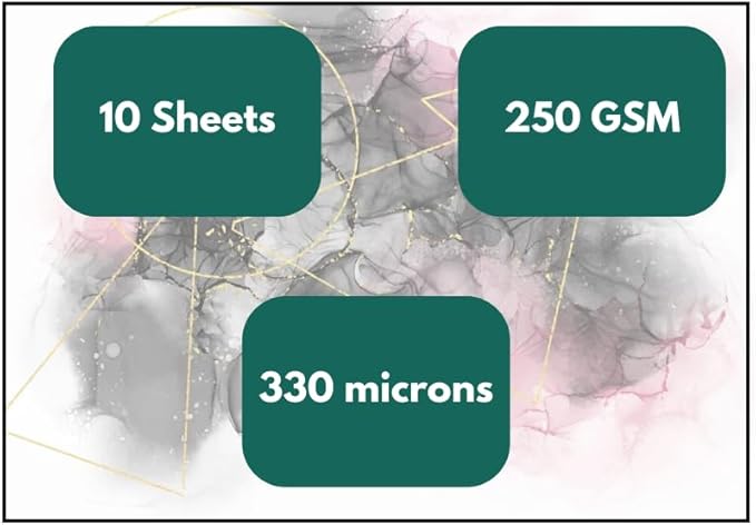 NARA Alcohol Ink Paper | White | 30 inches x 40 inches (30”x40”) | 330 microns/250 GSM | 10 Sheets | Medium+ Paper | Paper for Alcohol Ink Art Painting | 100% Stain-Free