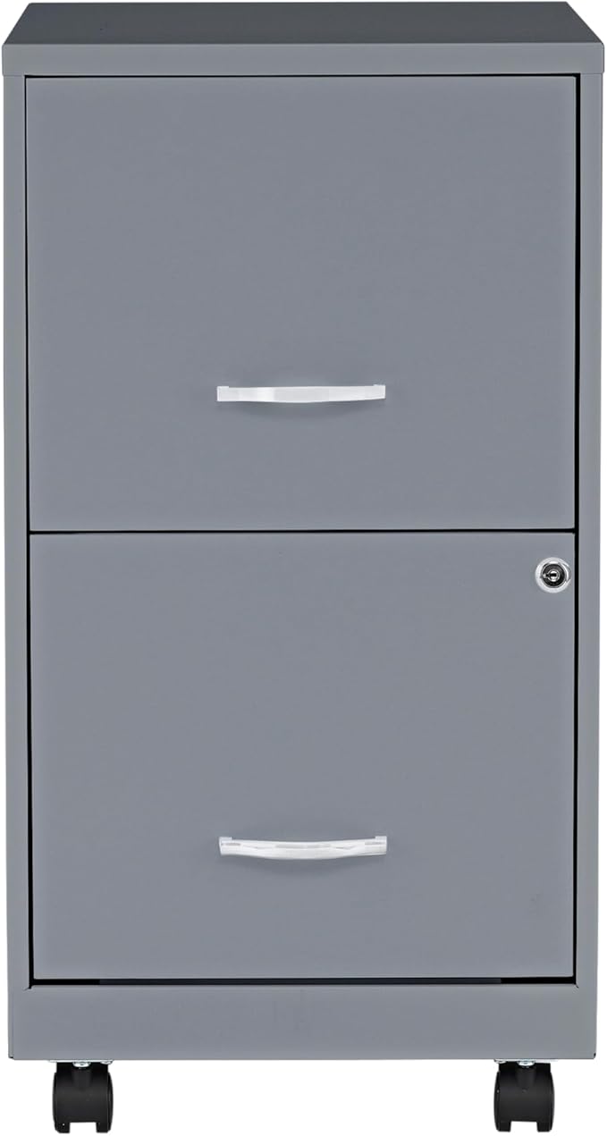 Lorell LYS Chrome Pull F/F Mobile File Cabinet, Silver