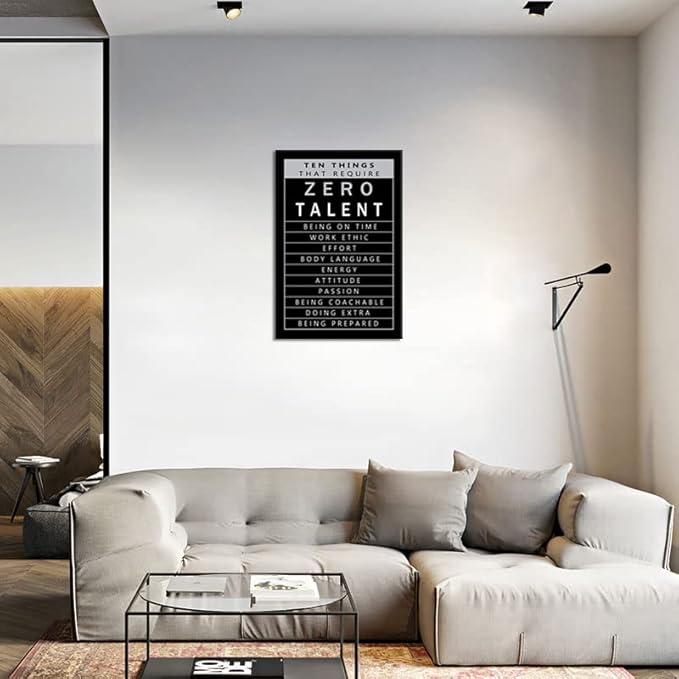 WYJZDZQ8 Inspirational Posters Motivational Canvas Wall Art Ten Things That Require Zero Talent Print Artwork Picture Modern School Home Office Wall Decoration Frame Ready to Hang[24" W x 36" H]