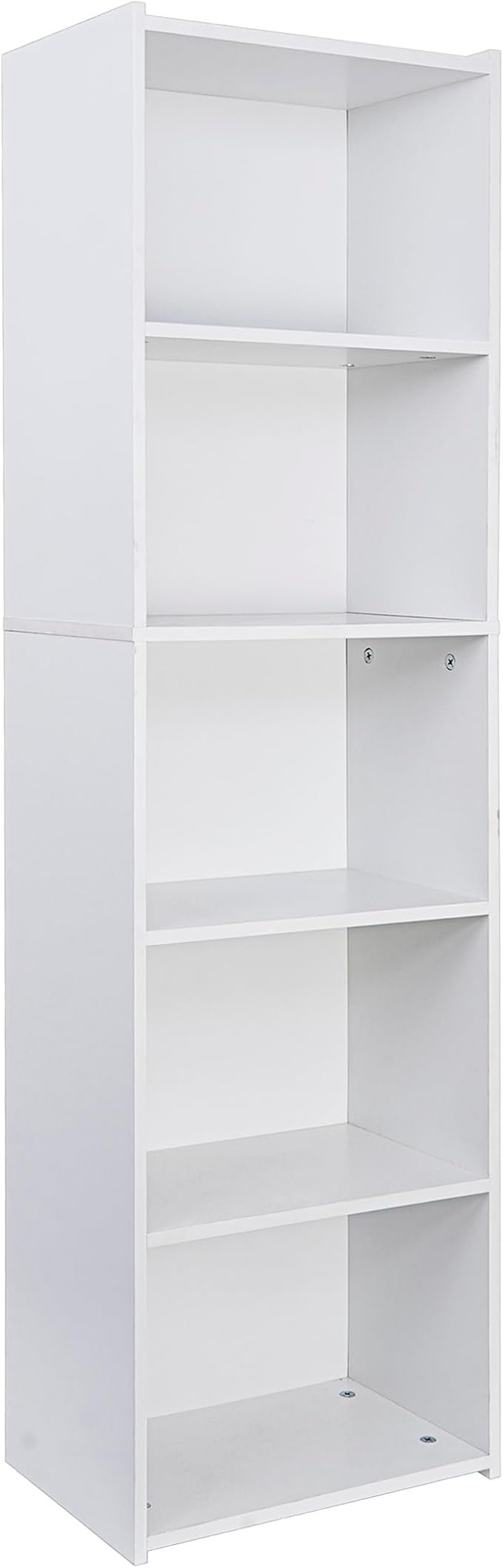 Display Storage Bookcase 5-Tier, Industrial Freestanding Bookshelf for Modern Home Office, Living Room, 52 Inch Open Shelf Rack for Books, Records, Photo Frames and Plants (White)