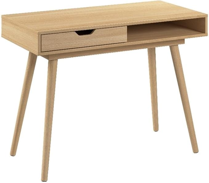 Nora 40W Writing Desk in Natural Oak | Compact Writing Table with Storage, Workstation for Home Office or Study Room