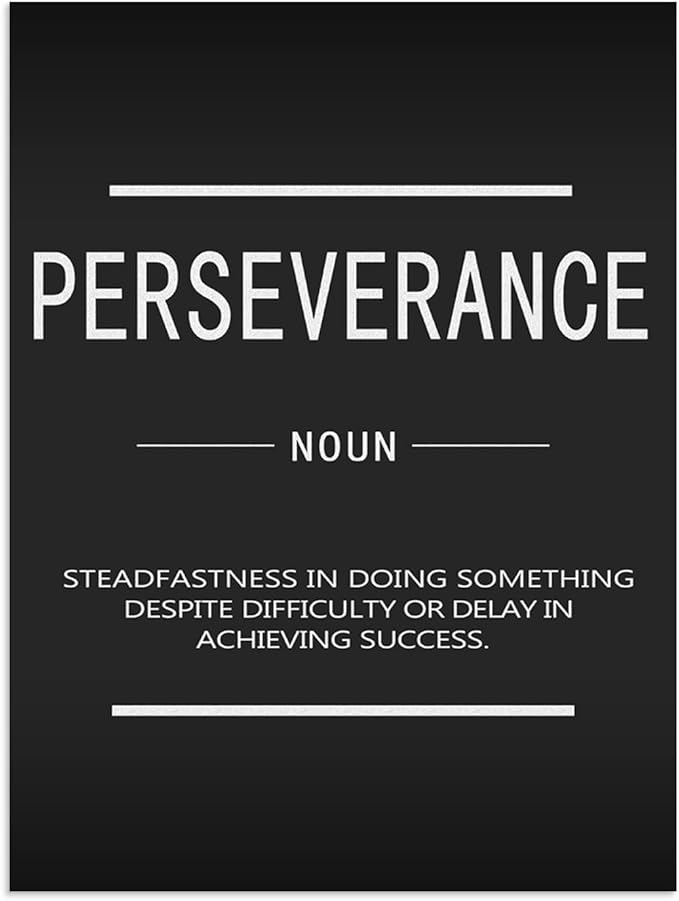 WYJZDZQ8 Inspirational Office Canvas Wall Art Perseverance Noun Quotes Wall Decor for Living room School Motivational Canvas Print Artwork Painting Poster Framed Ready to hang[30" W X 40" H]