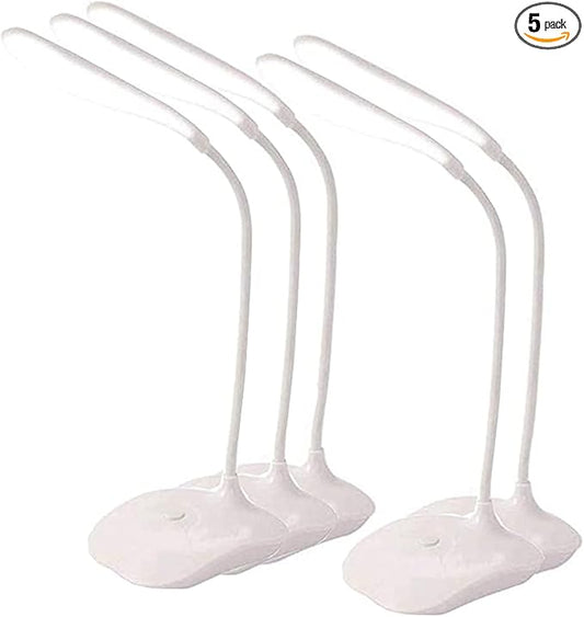 Sosee LED Table Lamp,Portable Eye-Protected Flexible Gooseneck Small Desk Lights for Dorm Study Office Bedroom-USB and 3 AA Batteries Powered (5 Pack)