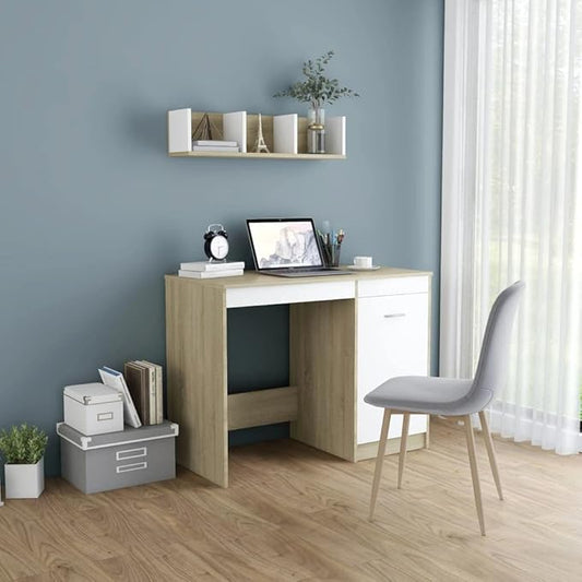 Desk,Home Office Computer Desk with Storage & Spacious Desktop, Writing Study Desk Laptop Desk for Bedroom Gray 39.4"x19.7"x29.9" Chipboard