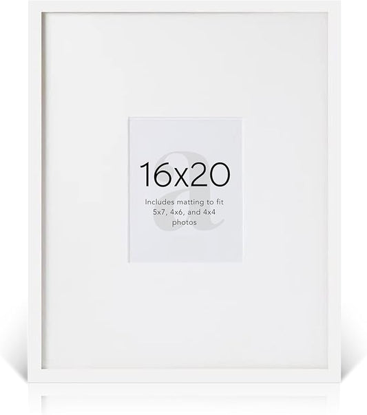 artisane home goods - Gallery Frame 1.0, Picture Frame, 16x20 White, Gallery Wall Frame Set, Large Picture Frame, Oversized Mat (4x4, 4x6, and 5x7)