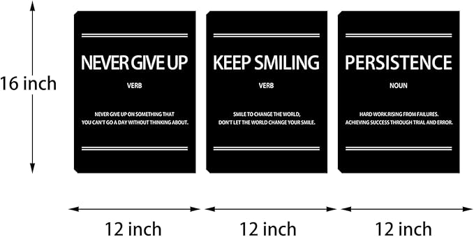 Halioyo Motivational Wall Decor 3 Pieces Inspirational Canvas Wall Art, Positive Quotes Posters Wall Decor for Office Bedroom Living Room Dorm Classroom, 12 x 16 inch