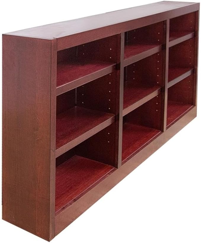 Traditional 36" Tall 9-Shelf Triple Wide Wood Bookcase in Cherry