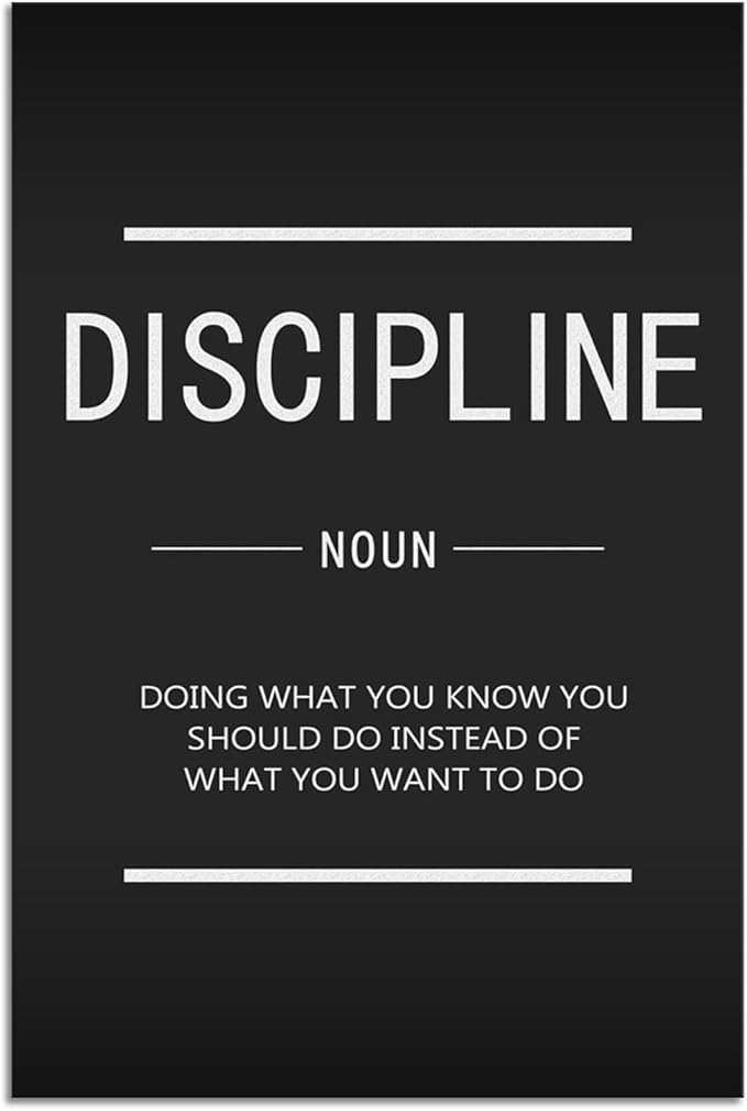 WYJZDZQ8 Inspirational Canvas Wall Art Discipline Noun Painting Poster Motivational Entrepreneur Quotes Proverbs Picture Print Artwork Office Home Wall Decoration Framed Ready to Hang[12" W X 18" H]