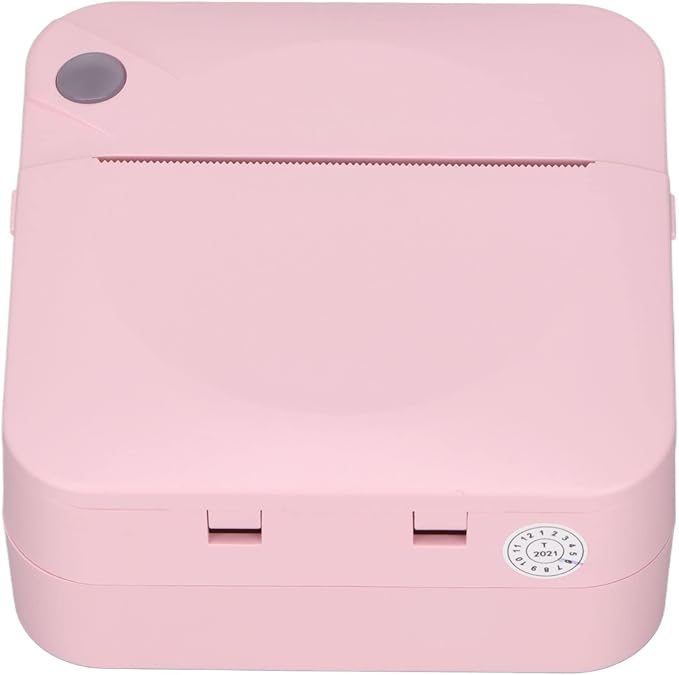 Tyenaza Mini Printer 200DPI Thermal Paper Ergonomic Design Rechargeable Battery Safe Stable Portable Printer for Home Office (Pink)