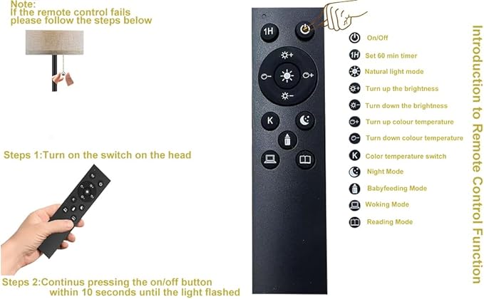Floor Lamp for Living Room, Modern Standing Lamps with Lampshade, Minimalist Tall Lamp with Chain Switch for Living Room, LED Bulb Included (Beige Shade-Remote Bulb)