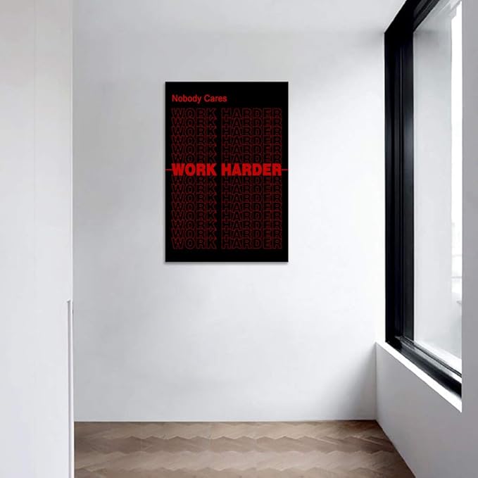 Modern Motivational Office Wall Decor Nobody Cares Work Harder Entrepreneur Quote Inspirational Canvas Wall Art Inspiring Success Painting Artwork Easy to Hang for Home Decorations - 24''W x 36''H
