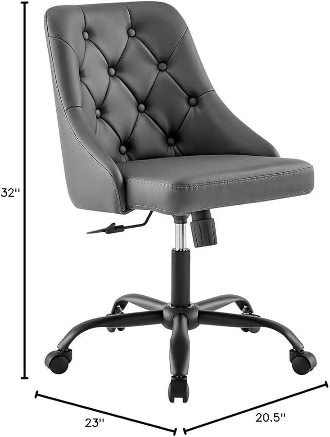 Modway EEI-4370-BLK-GRY Distinct Tufted Swivel Vegan Leather Office Chair, Black Gray