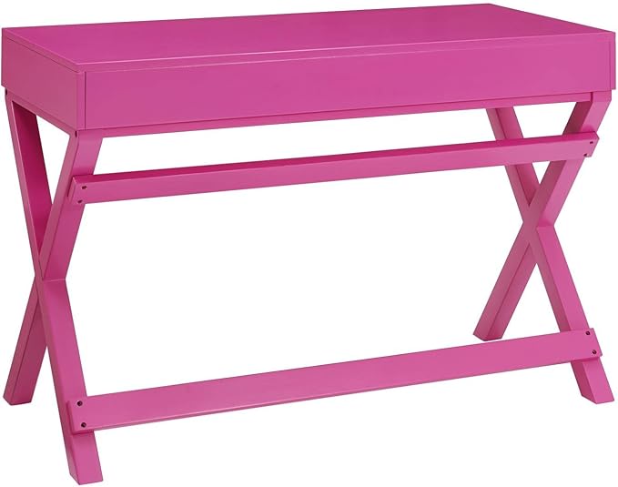 Linon PG138RSP01U Linon Home Decor Peggy Raspberry Pink Writing Desk Desk, Raspberry Pink, 44"W x 20"D x 30"H