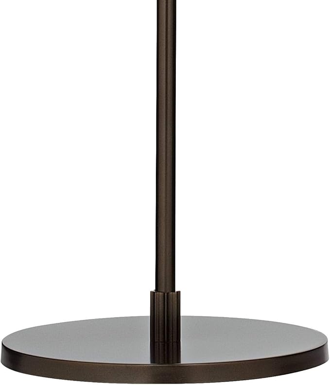 Possini Euro Design Raymond Modern Arched Floor Lamp Standing 69" Tall Bronze Brown Metal Slim Profile Off-White Linen Drum Shade Adjustable Boom Arm for Living Room Reading House Family Bedroom