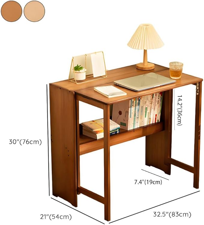 Modern Office Desk 33" L Computer with Wood Base and Collapsible Feature Rectangular Home Writng Working for Living Room, Classroom, Study Room - Without Chairs Brown