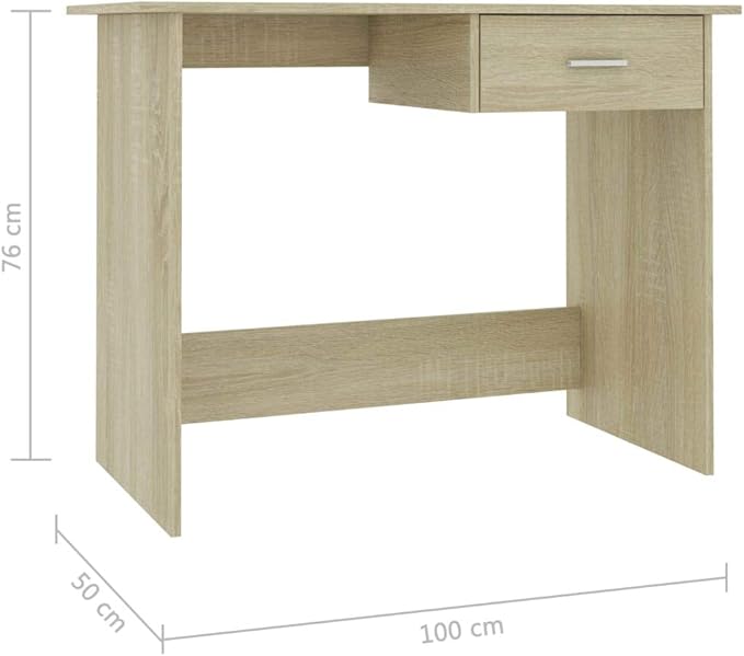 Writing Desk Study Table Computer Desk with Storage Shelves Desk Sonoma Oak 39.4"x19.7"x29.9" Chipboard Easy Assemble for Living Room Home and Office