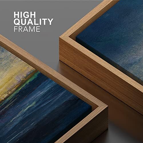 SIGNWIN Framed Canvas Print Wall Art Navy Blue Ocean Sea Horizon Sunset Wilderness Nature Illustrations Modern Art Minimal Multicolor for Living Room, Bedroom, Office - 16"x24" Natural