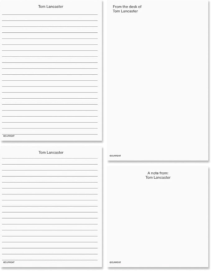 Current Primary Colors Personalized Name & Initial Notepad Set in Red, Blue or Black – Set of 4, 100-Sheet Pads, Multiple Sizes, Memo Pad, Shopping List, To-Do Notes, Office Organizer
