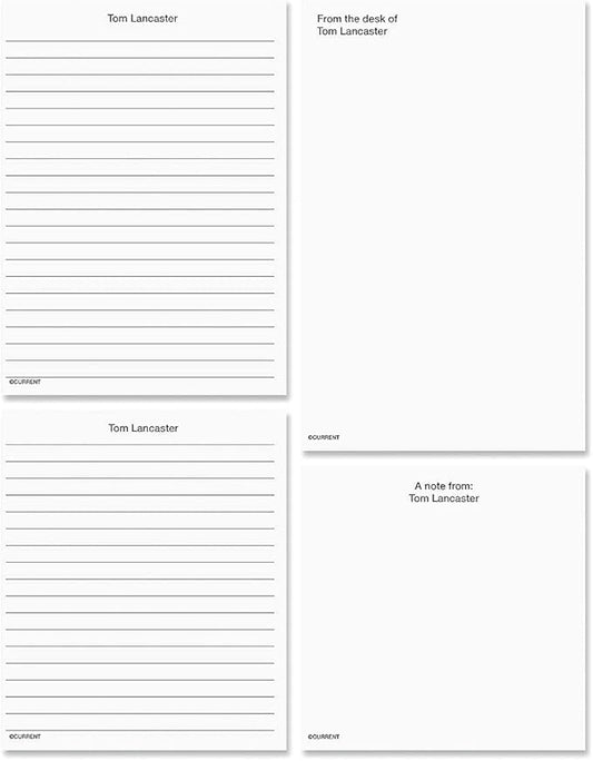 Current Primary Colors Personalized Name & Initial Notepad Set in Red, Blue or Black – Set of 4, 100-Sheet Pads, Multiple Sizes, Memo Pad, Shopping List, To-Do Notes, Office Organizer