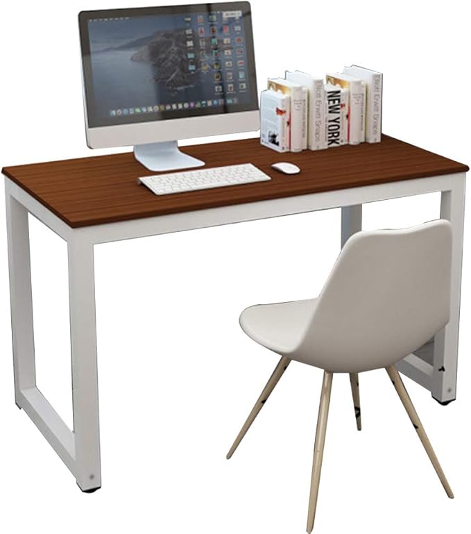 Computer Desk, 43-inch Wooden Work Desk PC Laptop Desk Game Writing Table Study Room Workstation Home Office Furniture (Teak)